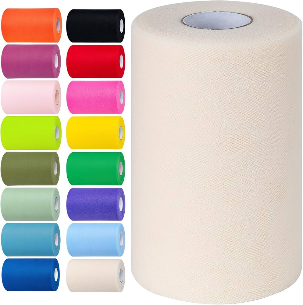 Ivory Tulle Fabric Rolls 6 Inch by 100 Yards (300 feet) Tulle Roll Spool Fabric for DIY Tutu Skir... | Amazon (US)