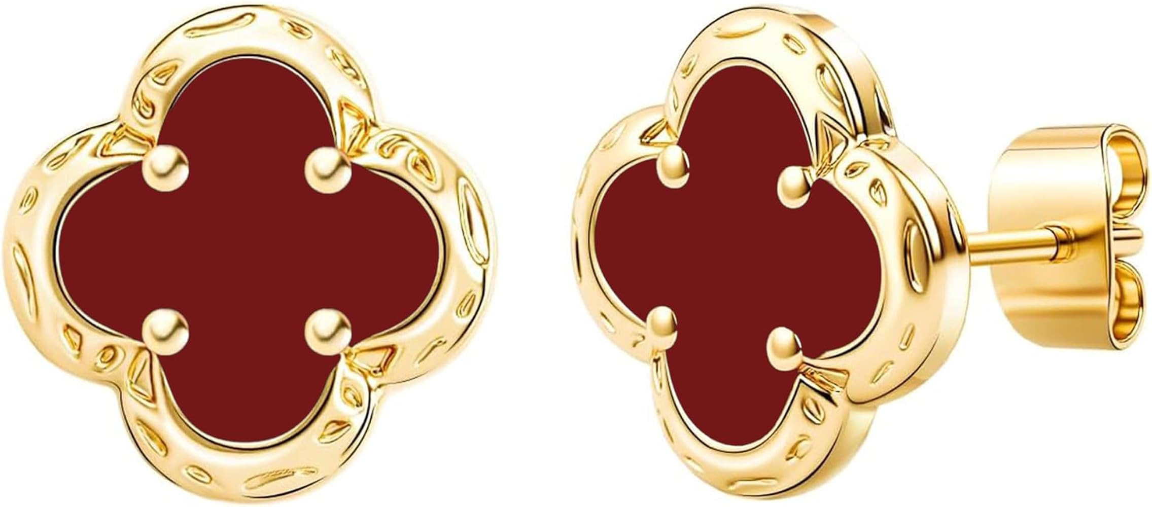 Elegant Black Onyx Clover Stud Earrings, 14K Gold Plated Four Leaf Hypoallergeinc Stud Stainless ... | Amazon (US)