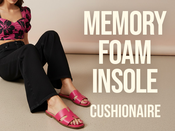 CUSHIONAIRE Voyage Cutout Strap Slides for Women, Slip On Summer Flats, Trendy Footwear, Memory F... | Amazon (US)