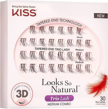 Kiss Looks So Natural Trio Cluster Lashes, 30 Short & Medium Lengths, Trim to Fit, 12mm, Easier t... | Amazon (US)