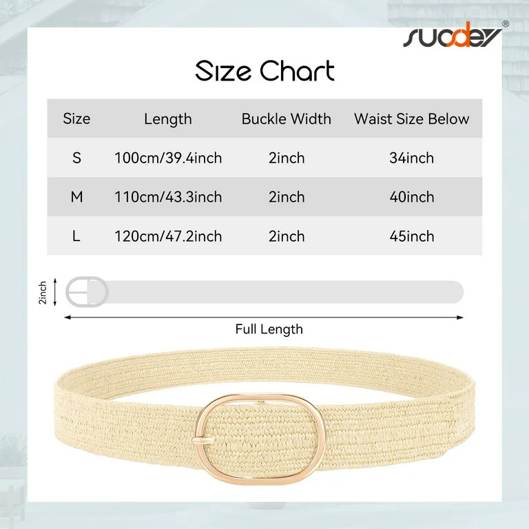 SUOSDEY Straw Women's Braided Stretch Belts Boho Style Skinny Waist Belt for Jeans Dresses | Walmart (US)