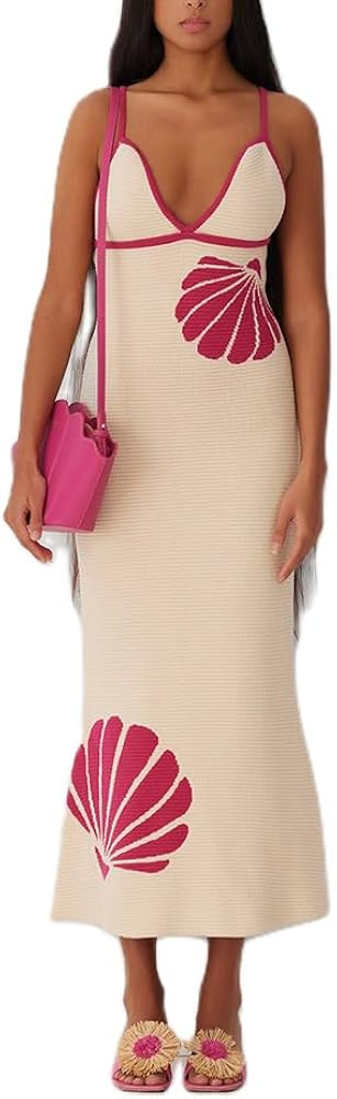 Women Y2k Knit Maxi Dress Sexy Backless Strapless Slim Fit Tube Dress Summer Crochet Hollow Out M... | Amazon (US)