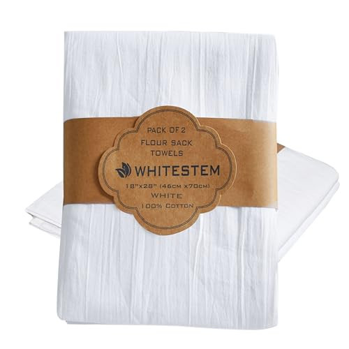 Flour Sack Towels | Tea Towel for Crafts | Kitchen | Dish | Cotton Blank Towel for Embroidery | Baking Bread Proofing Linen Cover | Thick Absorbent Quick Dry | 2 Pack 18"x28" White | Amazon (US)