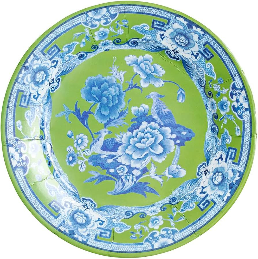 Caspari Green And Blue Plate Dinner Plates - 8 Per Package | Amazon (US)
