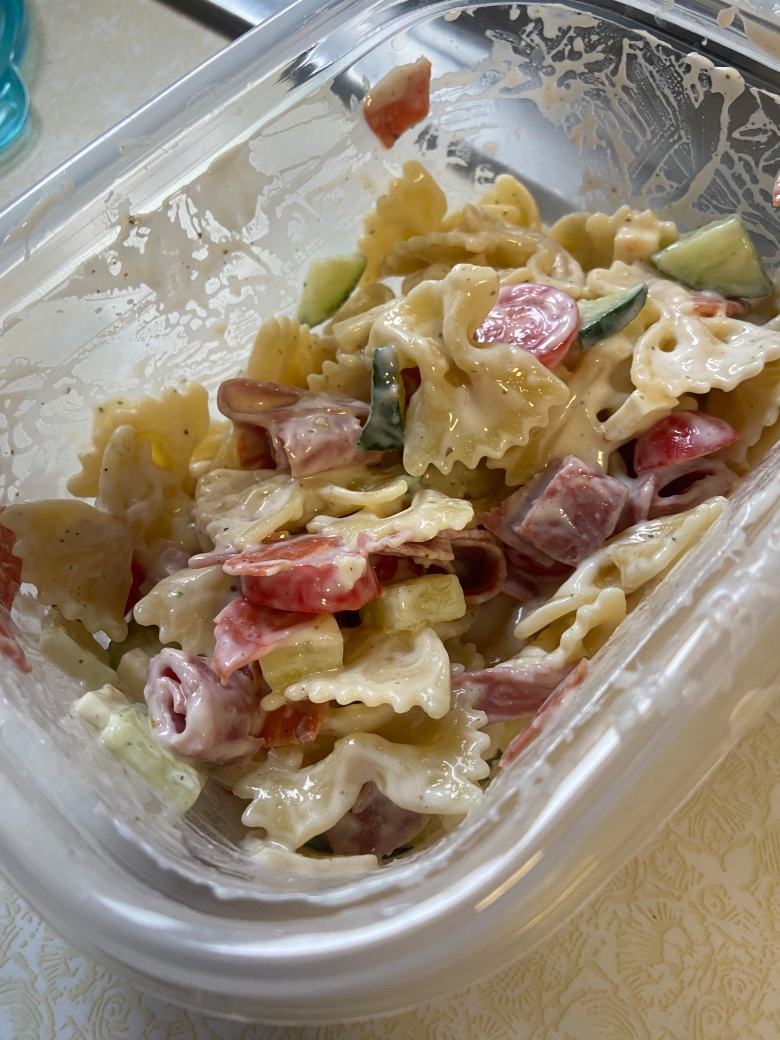 Recipe ideas - Italian sun pasta salad; I didn’t have bread to make a sandwich or lettuce to make a salad, so I took my usual salad fixing and added in some noodles instead; dressing is my homemade cottage cheese ranch 


#pasta #recipes #dinnerideas #pastasalad

#LTKKids #LTKFamily