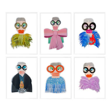 Iris 6 Piece Set by Melvin G in White Framed Paper, Small Art Print