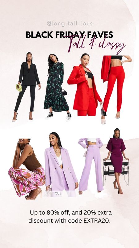 Black Friday at Asos

Tall and classy with suits, dresses and satin trousers or pants. 



#LTKSeasonal #LTKHoliday #LTKCyberweek