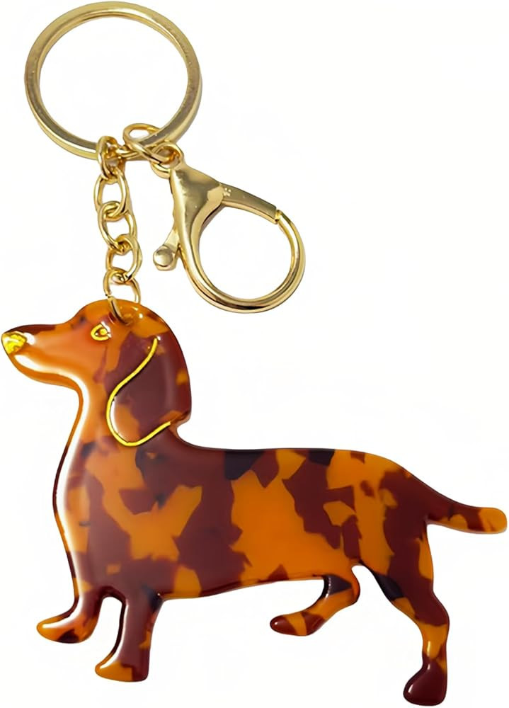 dachshund keychain,brown acrylic tortoise shell keychain FOR bag charms dog personalized dapple d... | Amazon (US)