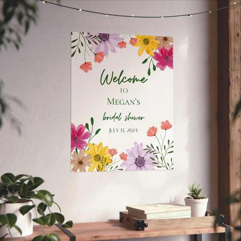 Wild Flower Floral Bridal Shower Poster, Floral Bridal Shower Welcome Sign, Floral Bridal Decor -... | Etsy (US)