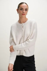 Evie Button Up Cardigan | Ivory | Alpaca-Wool Blend | JAKI