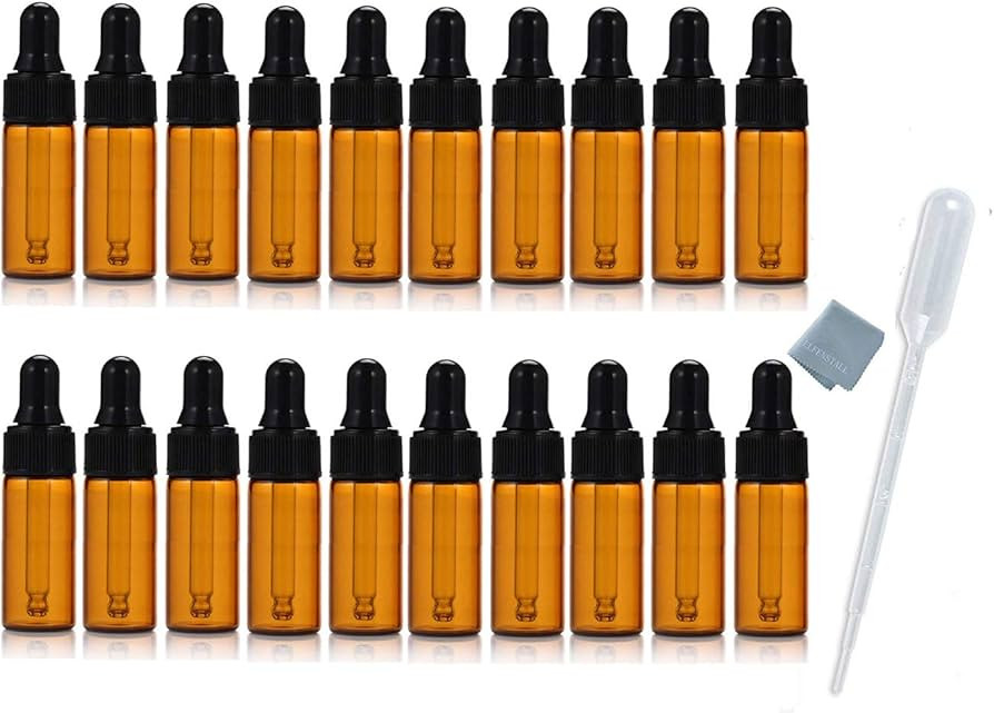 Elfenstall- 20pcs 5ml 1/6oz Amber Mini Glass Bottle Amber Sample Vial Small Essential Oil Bottle ... | Amazon (US)