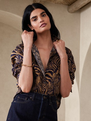 Linen Boxy Cropped Shirt | Banana Republic (US)