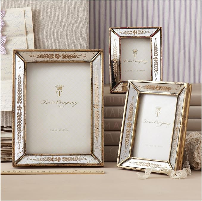 Two's Company 7825 Set of 3 Gold Leaf Photo Frames Assorted 3 Sizes | Amazon (US)