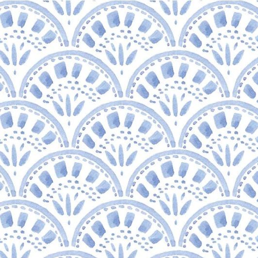 Riley Scallop Sky Blue Wallpaper | Cailini Coastal