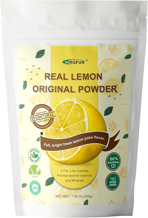 ORGFUN Original Lemon Powder, Freeze Dried Lemon Juice Powder, Great for Beverages, Smoothies, Ba... | Amazon (US)