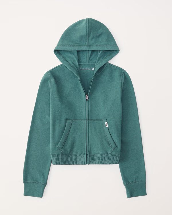 cropped cozy full-zip hoodie | Abercrombie & Fitch (US)