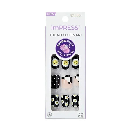 KISS imPRESS no glue needed press on nails, design, pandora, neutral, short squoval, 30 count | Walmart (US)