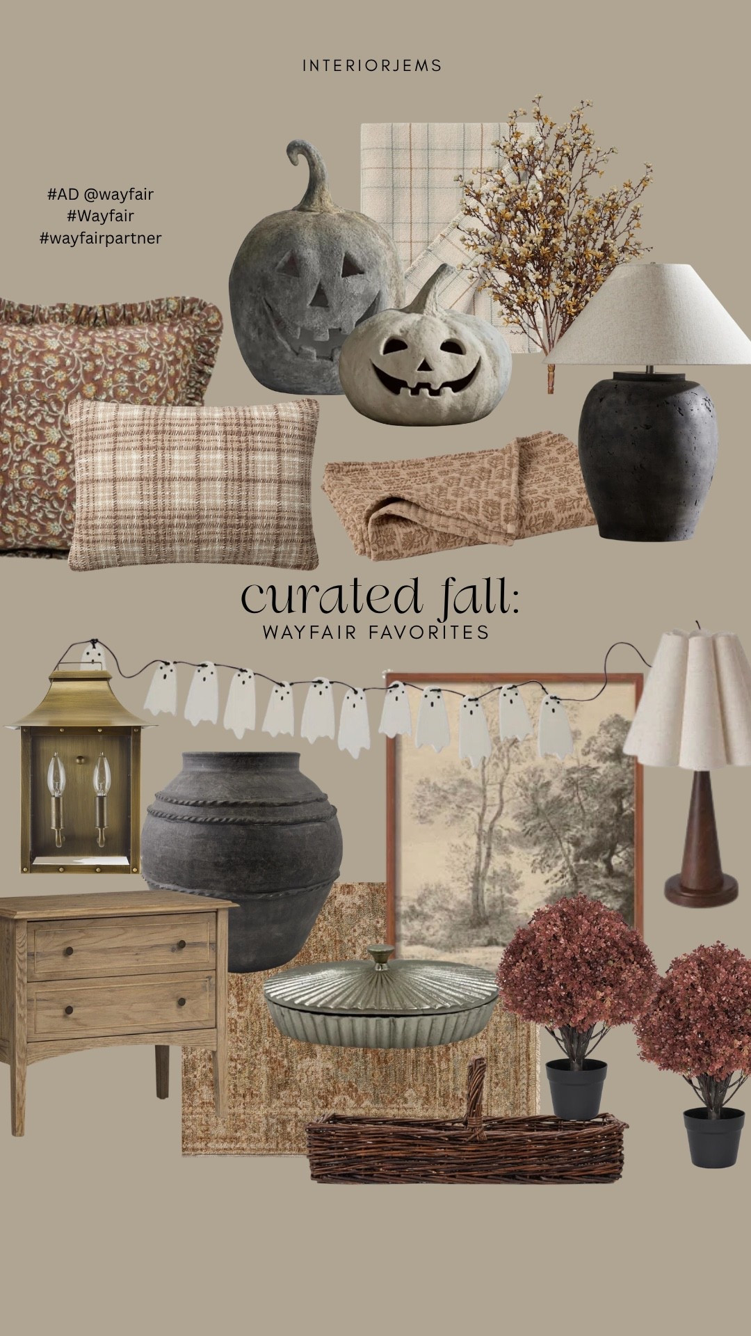 #ad Basically everything I’m loving for fall right now. Warm browns, faded patterns, vintage looking lamps, stone pumpkins, a little Halloween and pieces that still work long after fall is over.

The pumpkin lanterns, ghost garland and that black lamp are so good, but I also love the rug, nightstand and pillows mixed in because they make everything feel a little more collected and not overly seasonal.

I want pretty much all of it. 🎃

@Wayfair
#Wayfair #WayfairPartner

#LTKSaleAlert #LTKHome