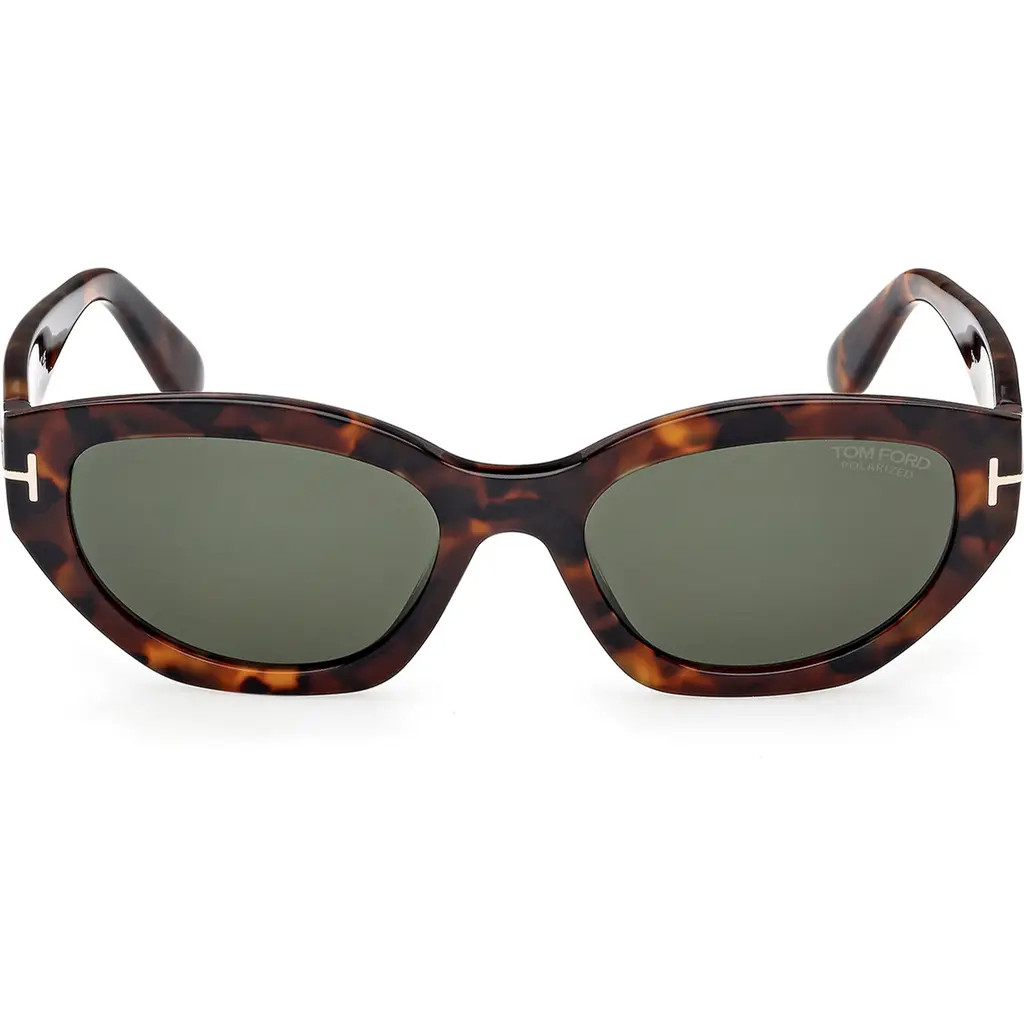 TOM FORD Penny 55mm Polarized Geometric Sunglasses in Havana /Polar Green at Nordstrom Rack | Nordstrom Rack