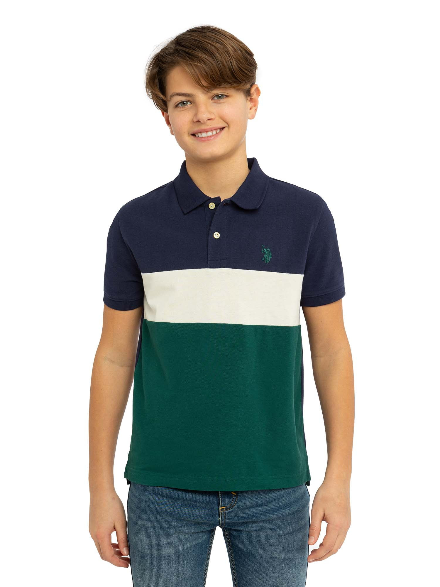U.S. Polo Assn. Boys Color Block Pique Polo Shirt, Sizes 4-18 | Walmart (US)