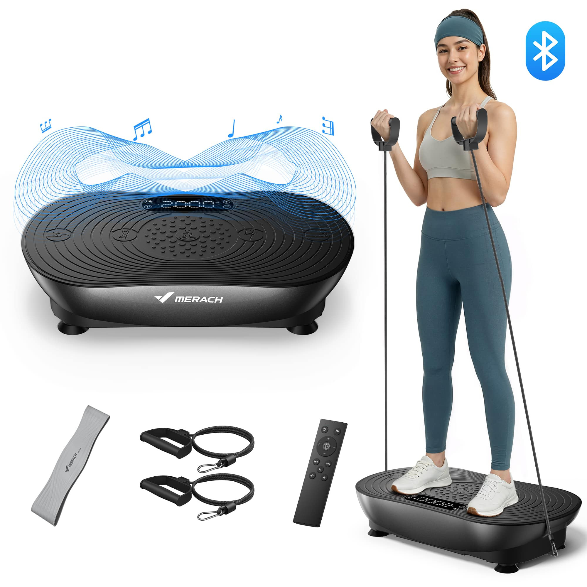 MERACH - V33 Pro Vibration Plate for Lymphatic Drainage Weight Loss Muscle Activation LED Touch Screen Bluetooth Pull Cord - Black | Best Buy U.S.