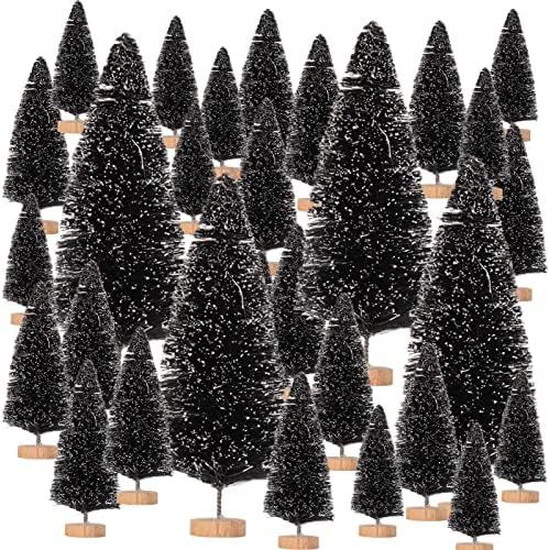 44 Pieces Artificial Mini Christmas Trees Black Bottle Brush Christmas Trees Snow Frosted Christm... | Amazon (US)