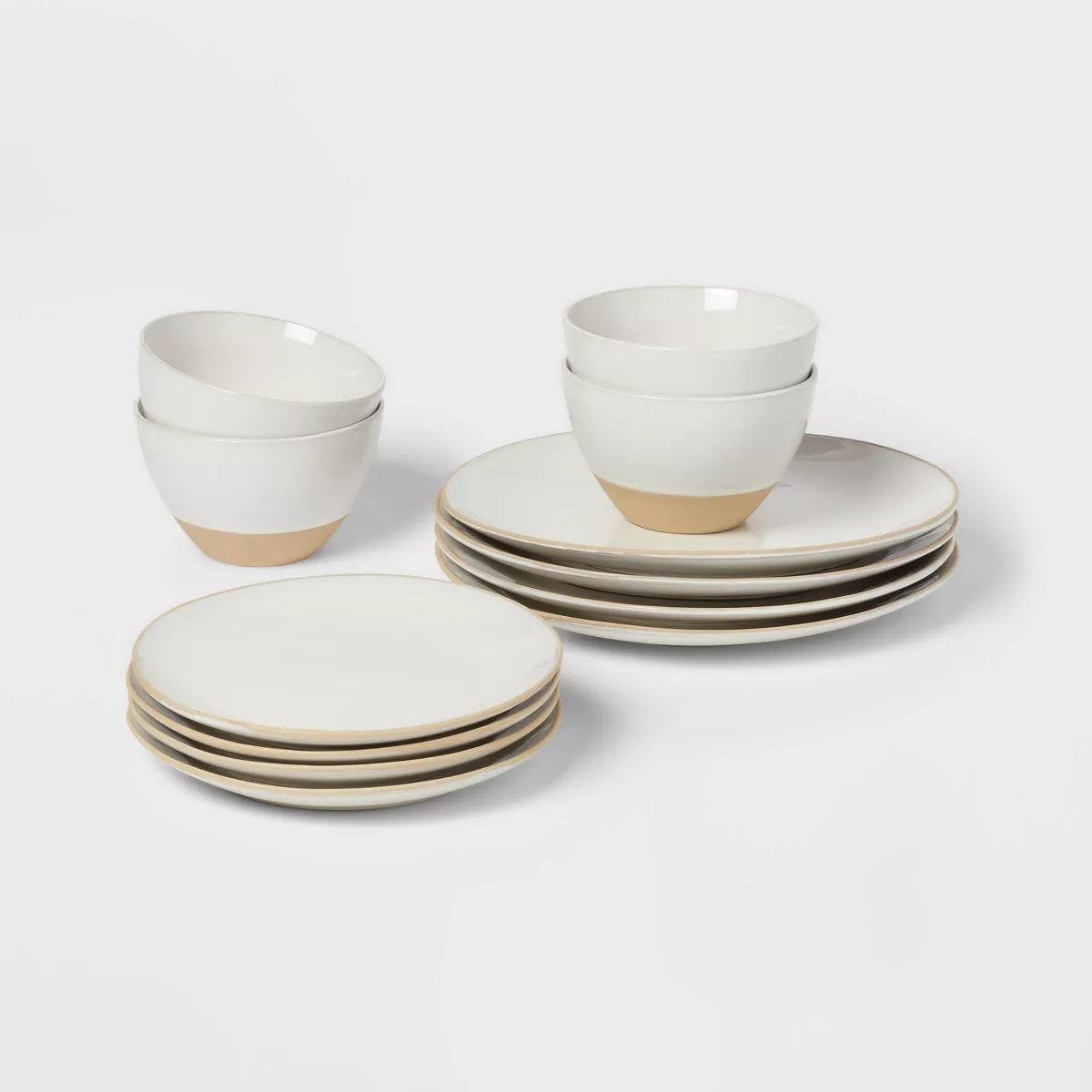 12pc Stoneware Wethersfield Artisan Dinnerware Set White - Threshold™ | Target