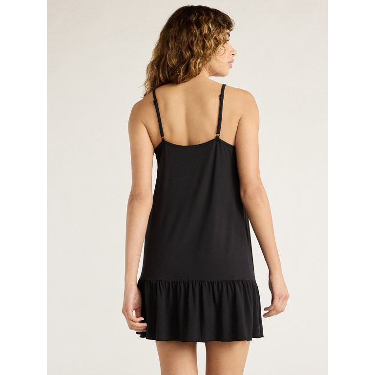 Joyspun Women's Sleeveless Knit Chemise with Ruffle Hem, Sizes S to 4X | Walmart (US)