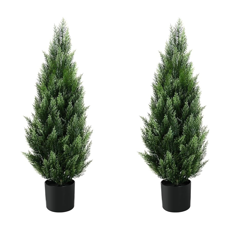 3FT Artificial Topiary Tree Beautiful Realistic Faux Cedar Pines Christmas Trees UV Rated Fake Sh... | Amazon (US)