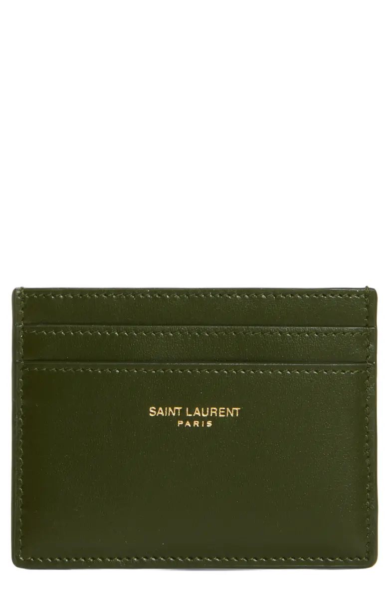 Saint Laurent Foil Stamped Calfskin Leather Card Case | Nordstrom | Nordstrom