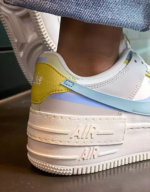 Nike Air Force 1 Shadow trainers in white and marine blue mix | ASOS (Global)