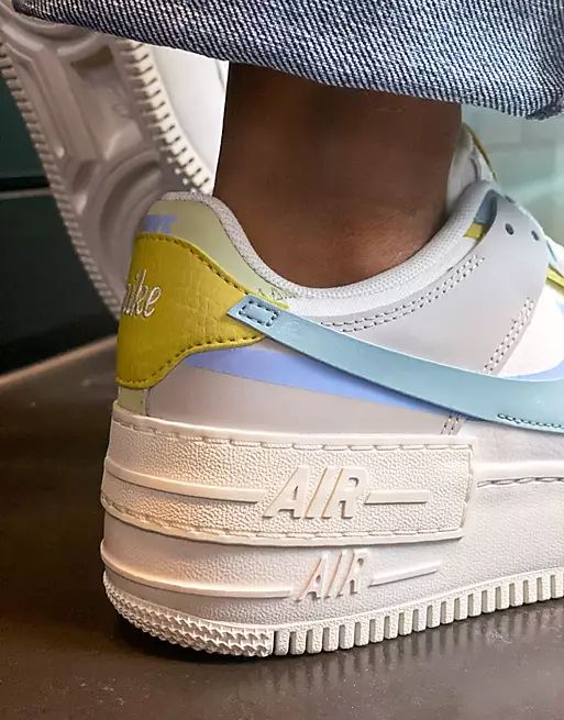 Nike Air Force 1 Shadow trainers in white and marine blue mix | ASOS (Global)