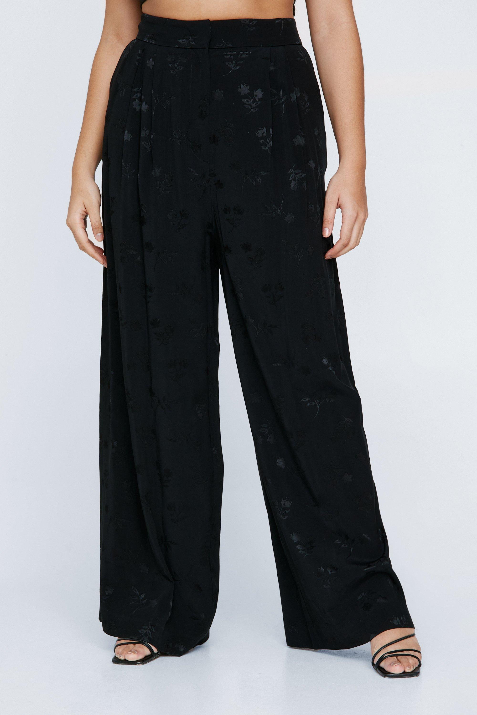 Plus Premium Satin Floral Wide Leg Pants | Nasty Gal (US)