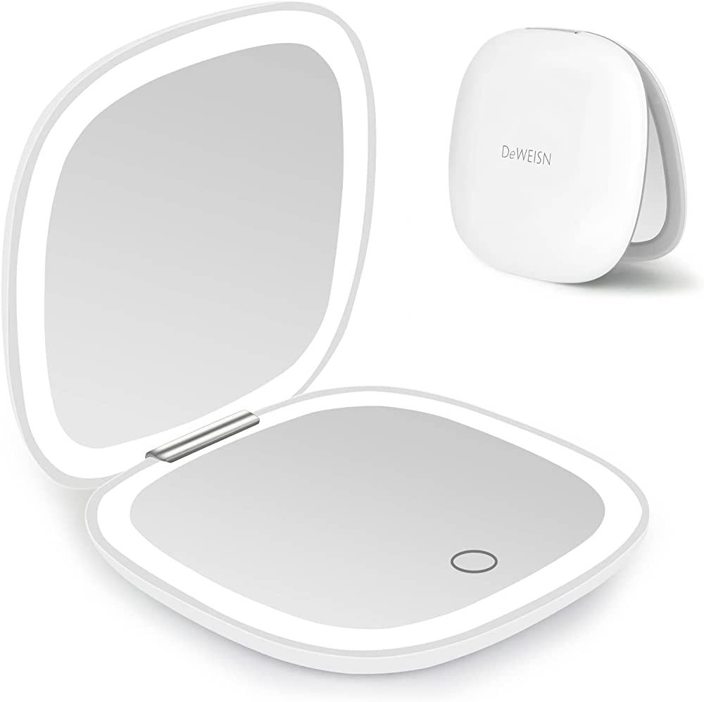 deweisn Compact Mirror, Lighted Travel Makeup Mirror with 1X/10X Magnifying Double Sided Dimmable... | Amazon (US)