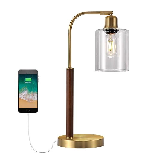 OYEARS USB Desk Lamp for Office Industrial Midcentury Table Lamp for Bedroom Living Room Reading ... | Amazon (US)