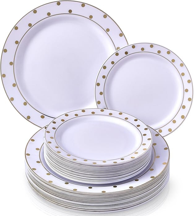 Elegant Gold Plastic Plate Set for Party, Includes 20 Dinner Plates (10.25”) & 20 Side Plates (... | Amazon (US)