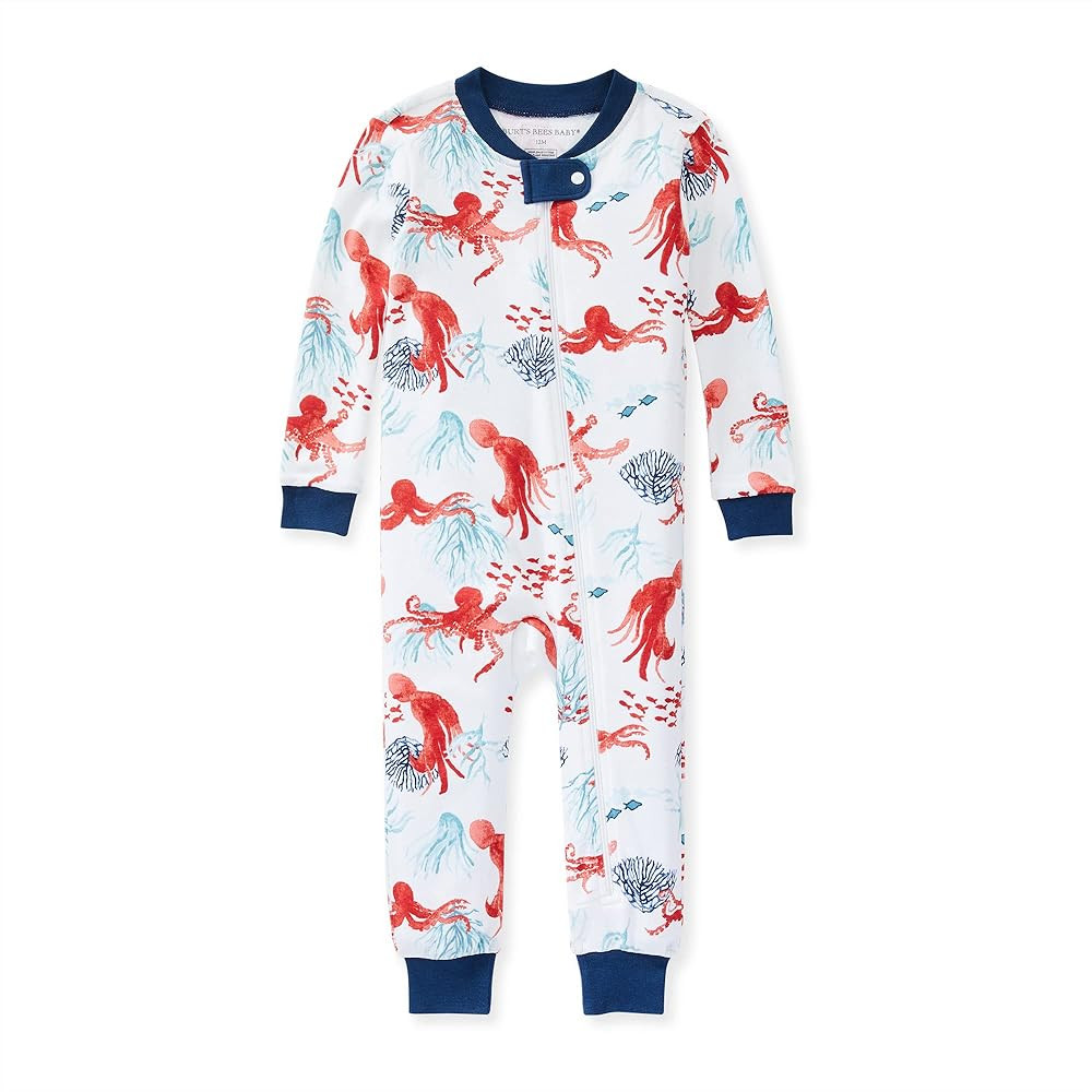 Burt's Bees Baby Baby Boys' Sleeper Pajamas, Zip-Front Non-Slip Footie Pjs, Organic Cotton | Amazon (US)