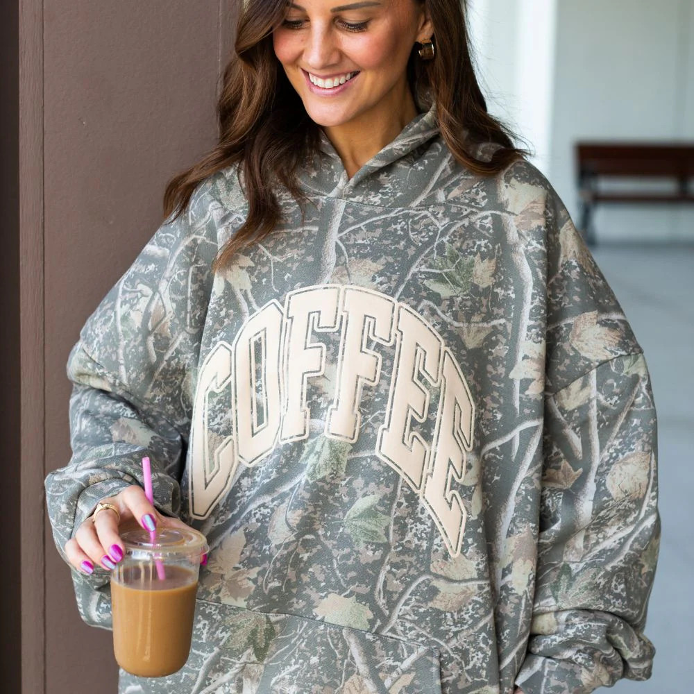 PUFF 'COFFEE' Camo Hideaway Hoodie | United Monograms