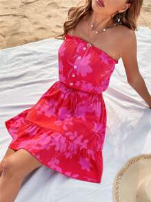 Floral Print Ruffle Hem Tube Dress SKU: sw2203077728018455(500+ Reviews)$13.49$12.82Join for an E... | SHEIN