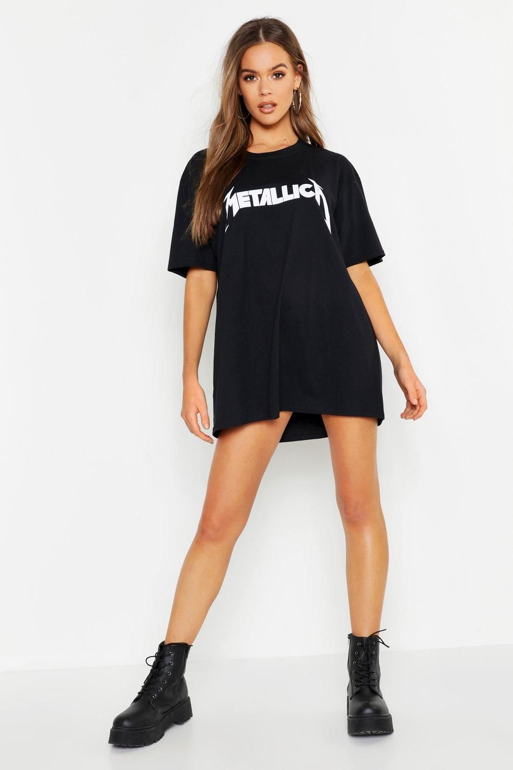 Womens Metallica License Oversized T-Shirt Dress - Black - 8 | Boohoo.com (US & CA)