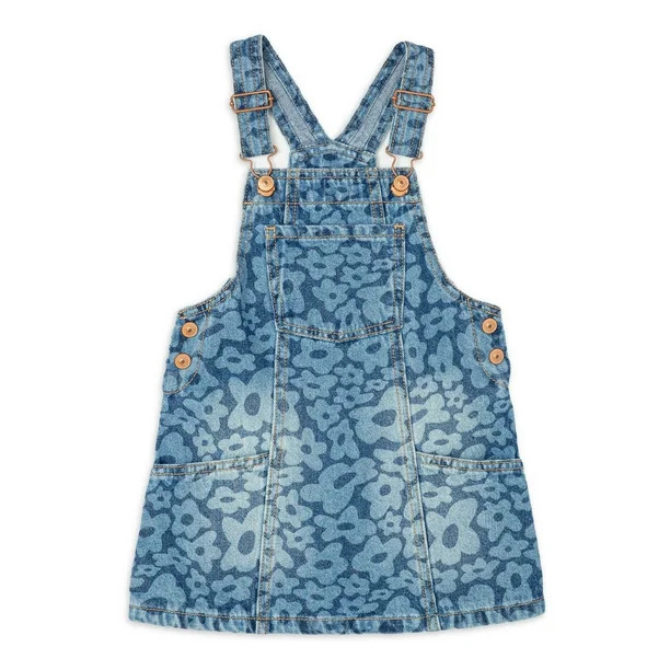 Wonder Nation Toddler Girls Floral Jumper, Sizes 2 Toddler-18 Months | Walmart (US)