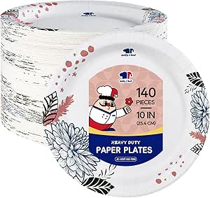 JOLLY CHEF 140 Count Paper Plates 10 inch Soak Proof, Cut Proof, Heavy Duty Flower Printed Dispos... | Amazon (US)