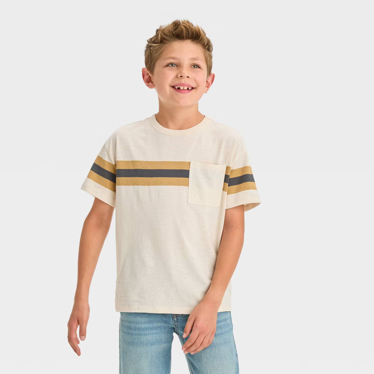 Boys' Short Sleeve Horizontal Chest Striped T-Shirt - Cat & Jack™ | Target