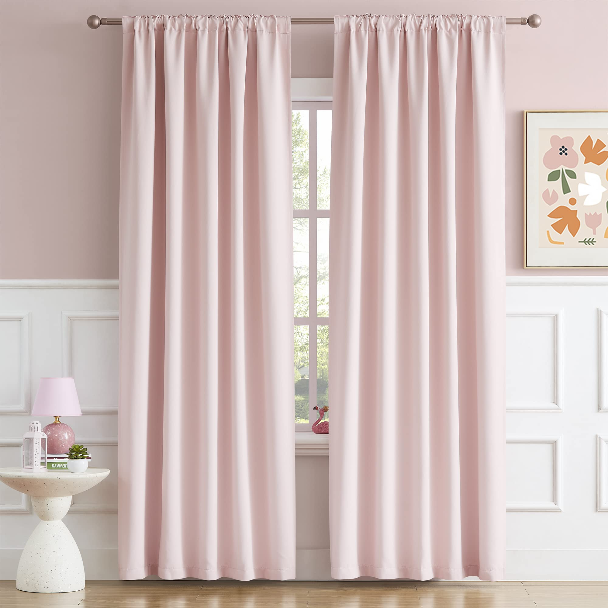 DUALIFE Cute Pink Room Darkenig Curtains 90 Inches Long - Rose Blush Curtains Blackout Pastel Pin... | Amazon (US)