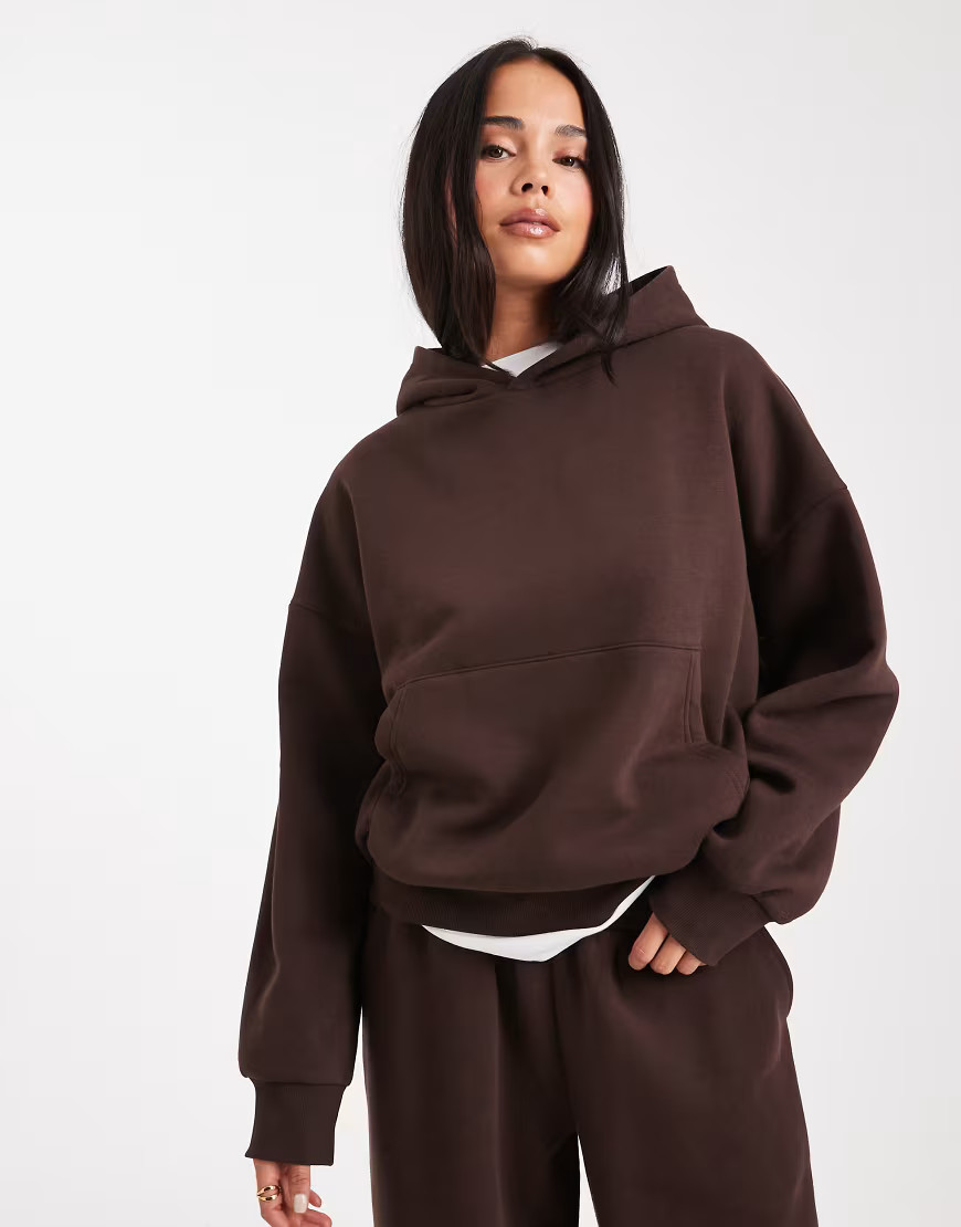ASOS DESIGN oversized brushback hoodie in chocolate-Brown | ASOS (Global)