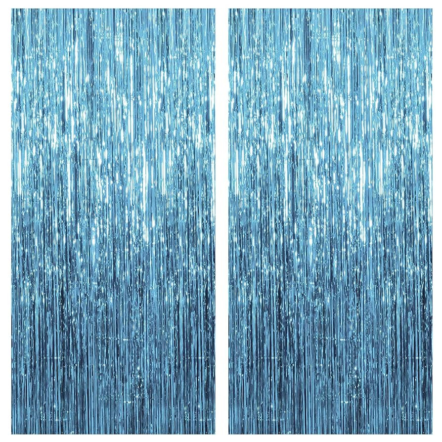 2 Pack Blue Streamers Party Decorations Fringe Backdrop Ocean Themed Decorations Foil Curtain Bac... | Amazon (US)