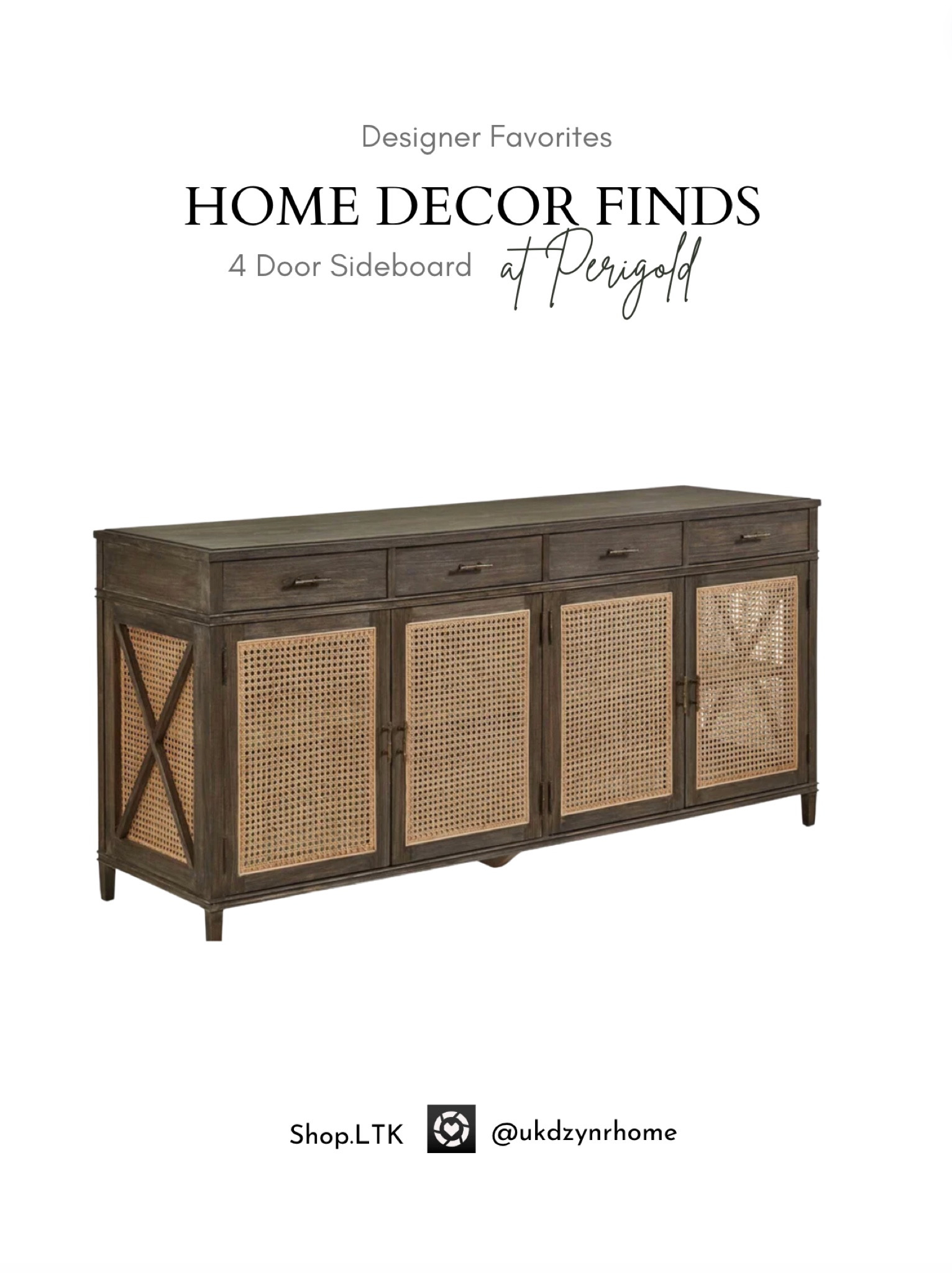 Designer Favorites | 4 Door Sideboard | Buffet | Neoclassic Design |Natural Open Cane on Doors 

#LTKhome