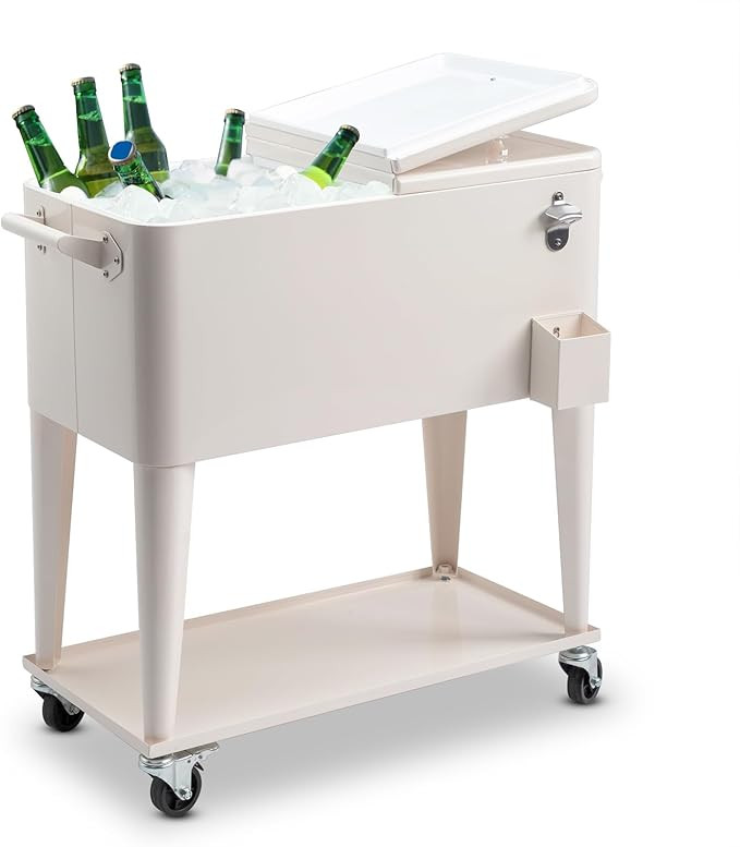 80 Quart Rolling Ice Chest Cooler Cart,Patio Outdoor Backyard Party Drink Beverage Bar Stand Up C... | Amazon (US)
