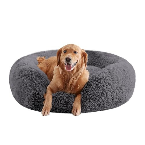 Calming Dog Beds for Large Dogs, Faux Fur Donut Cuddler Dog Bed, Round Fluffy Pillow, Washable Pet Bed for Dogs Up to 80Lbs, 36inch | Amazon (US)