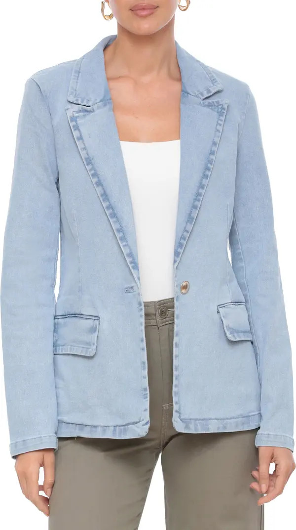 Padded Shoulder Denim Blazer | Nordstrom